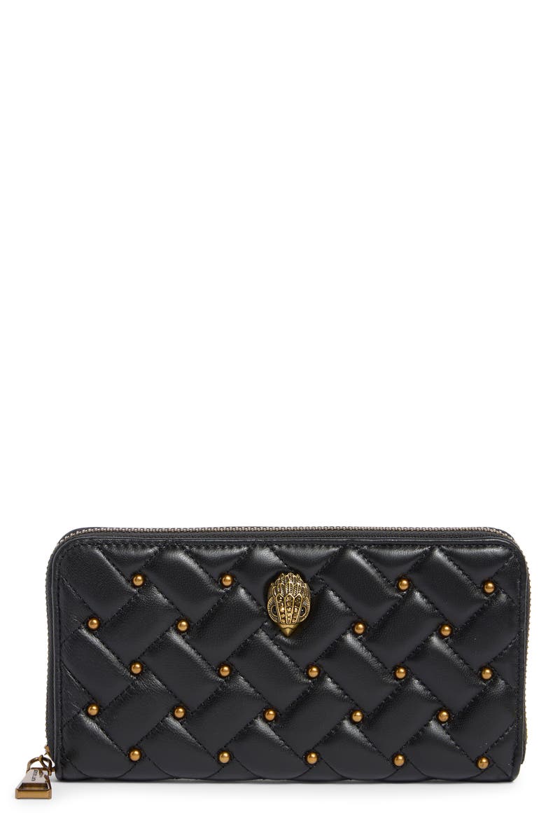 Kurt Geiger London Kensington Stud Leather Wallet, Main, color, Black/ Comb