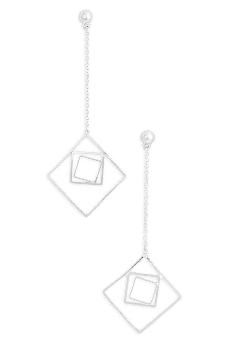 Geometric Drop Earrings, Main, color, SILVER