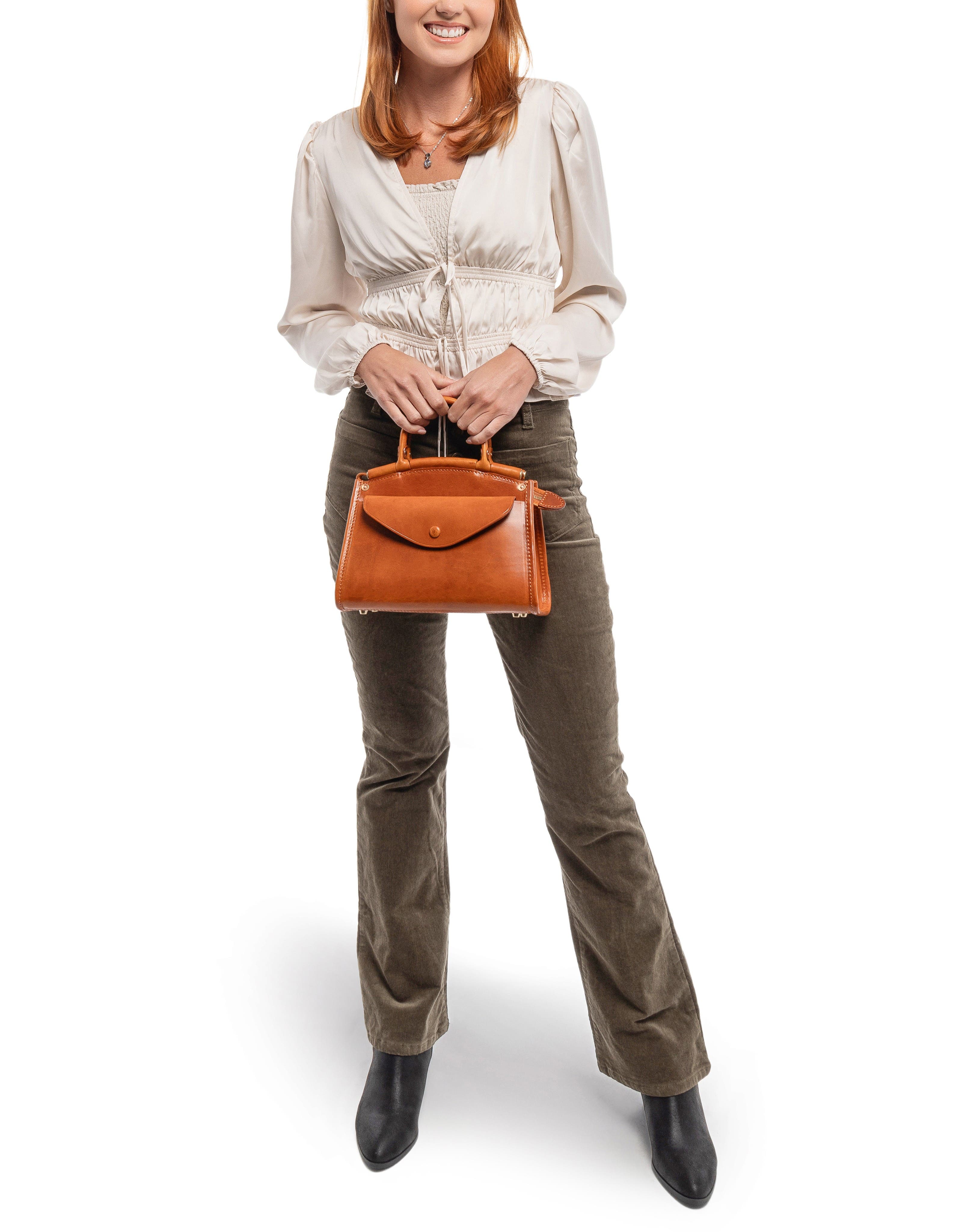 OLD TREND Laurel Genuine Leather Vintage Structured Satchel, Alternate, color, Caramel