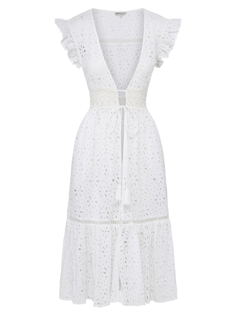Lauren Lace-Trim Eyelet Cover-up Dress
