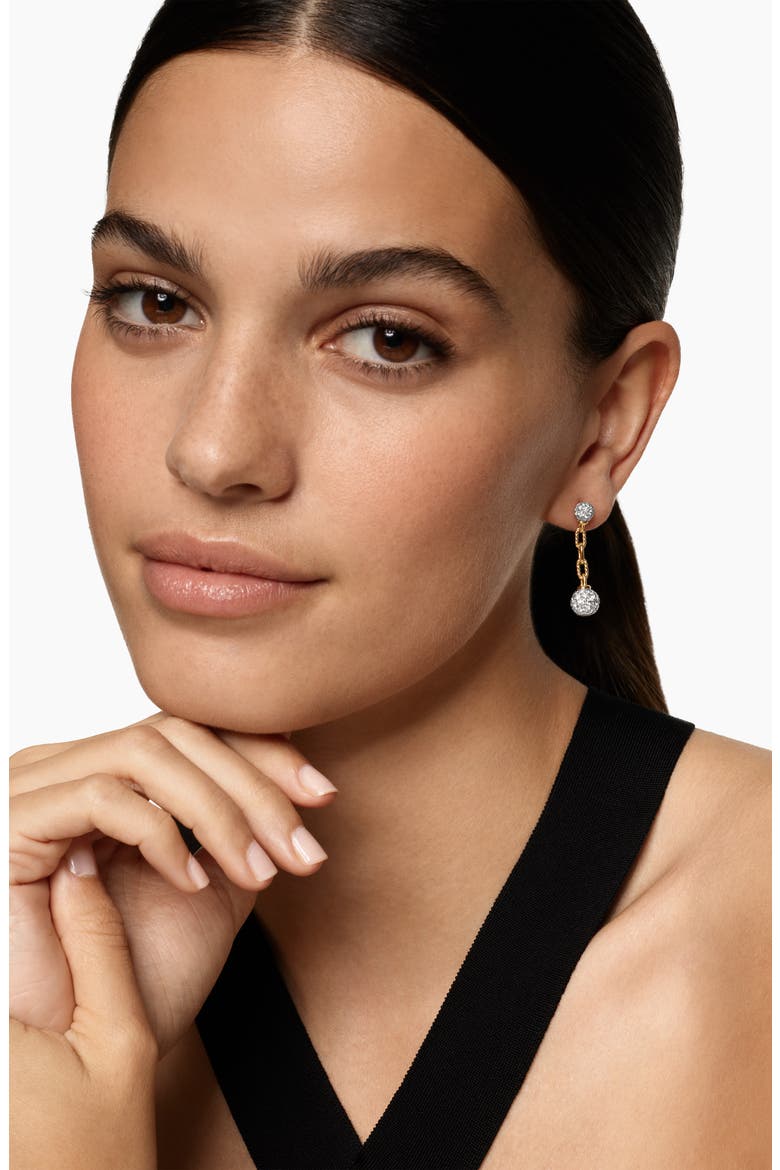 DY Madison Pavé Bead Drop Earrings in 18K Yellow Gold with Diamonds, Alternate, color, DIAMOND