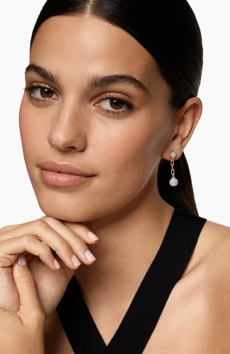 David Yurman DY Madison Pavé Bead Drop Earrings in 18K Yellow Gold with Diamonds, Alternate, color, Diamond