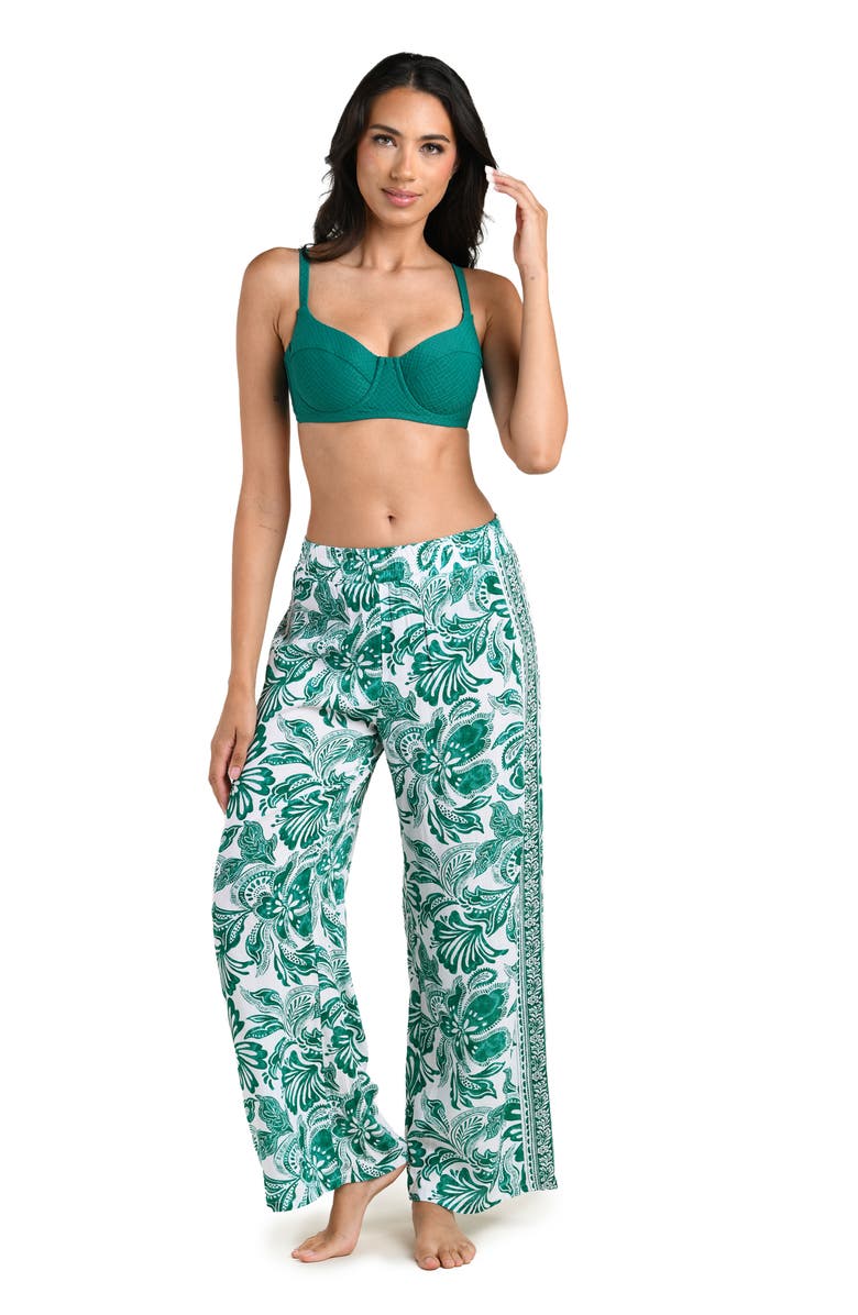 La Blanca Botanical Brocade Wide Leg Cover-Up Pants, Alternate, color, Jungle
