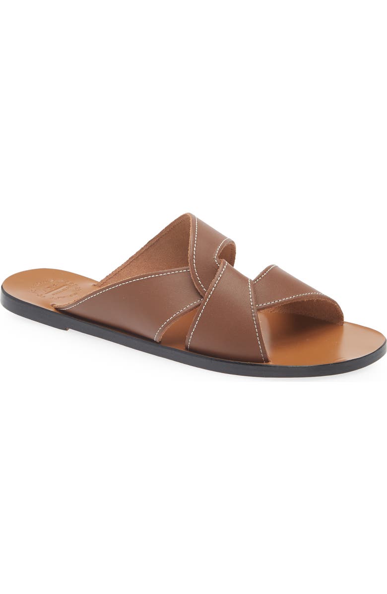 ATP ATELIER Allai Slide Sandal, Main, color, Cannella/ Contrast Stitch