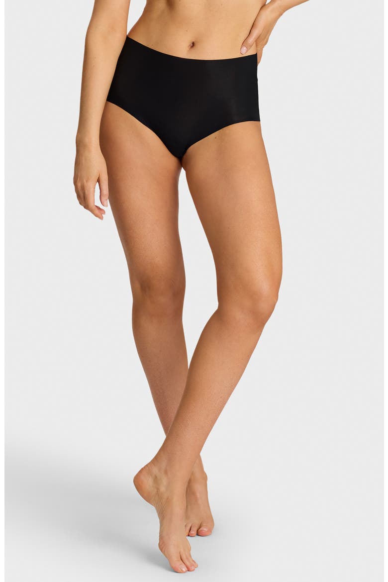 Invisible Rib One Size High Rise Bikini, Main, color, BLACK