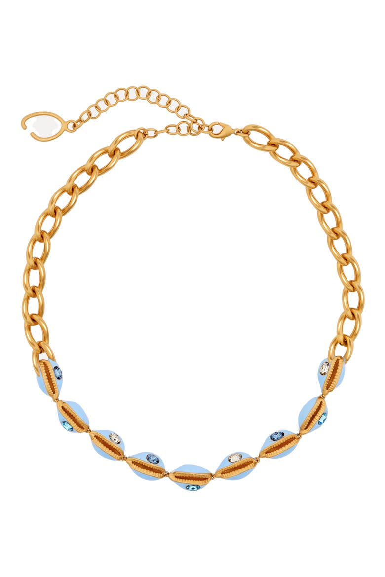Cowrie Shell Collar Necklace, Main, color, SKY