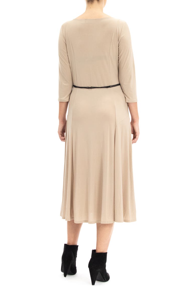 Waist Belt Midi Dress, Alternate, color, STONE