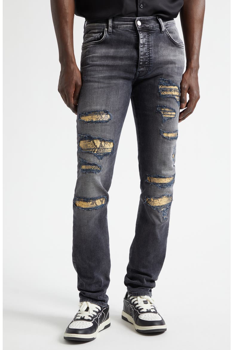 Snake Thrasher Ripped & Repaired Stretch Denim Skinny Jeans (Men