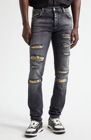 AMIRI Snake Thrasher Ripped & Repaired Stretch Denim Skinny Jeans