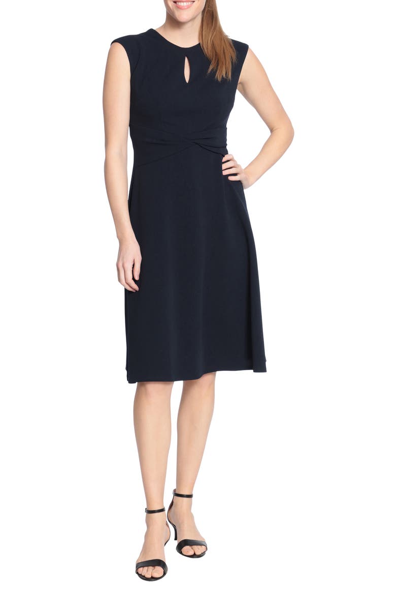 Twist Waist Keyhole Dress, Main, color, NAVY