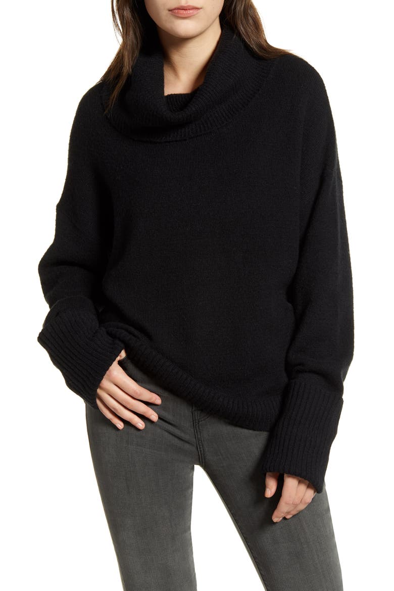 Cowl Neck Sweater, Main, color, BLACK
