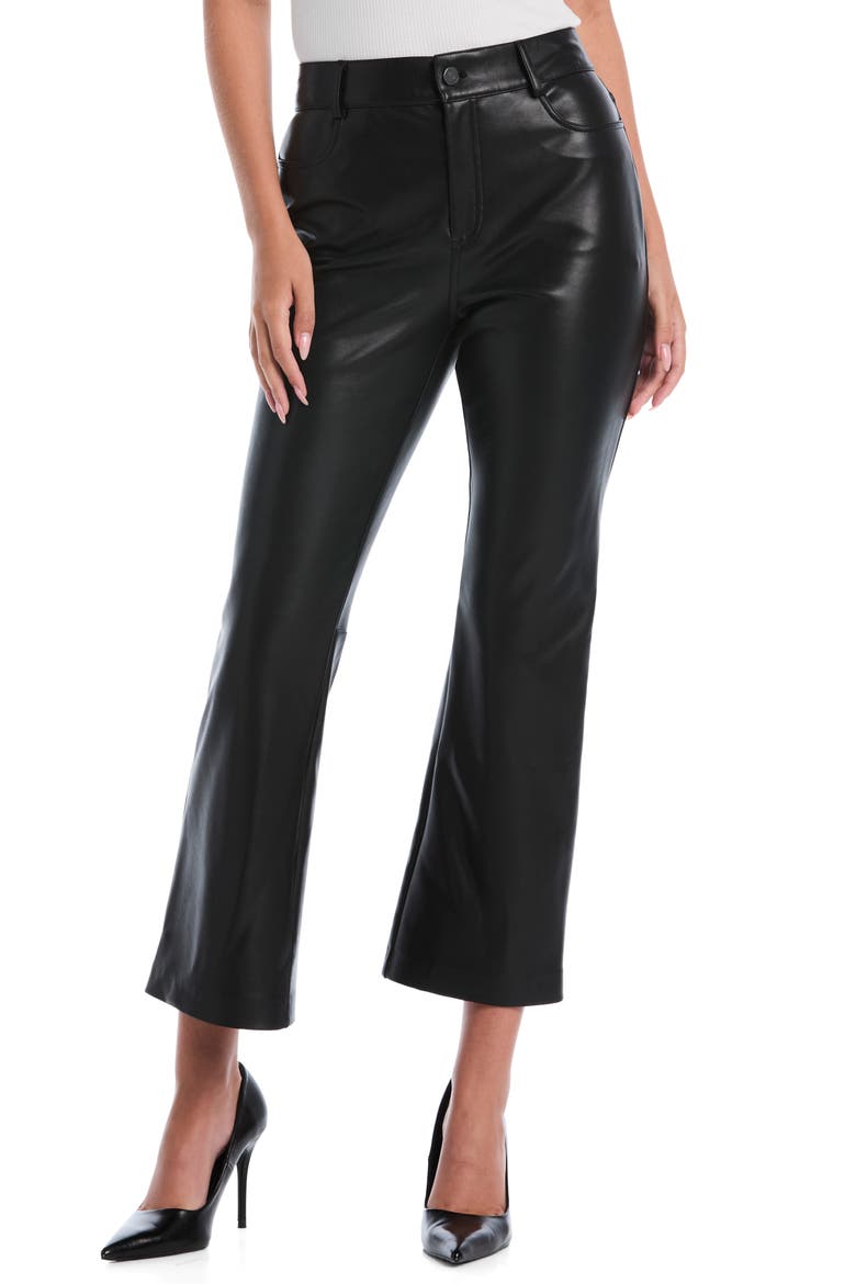 Cropped Faux Leather Bootcut Pants, Main, color, BLACK
