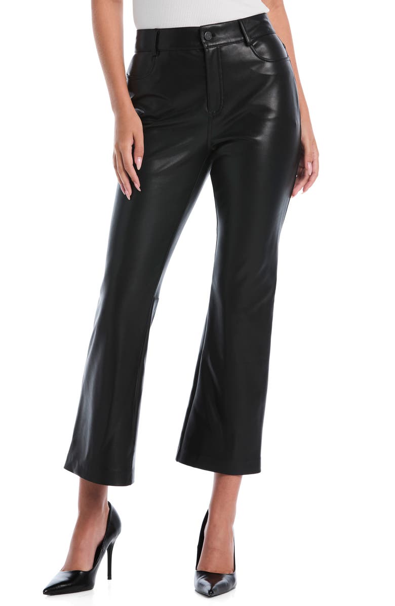 Laundry by Shelli Segal Cropped Faux Leather Bootcut Pants, Main, color, Black