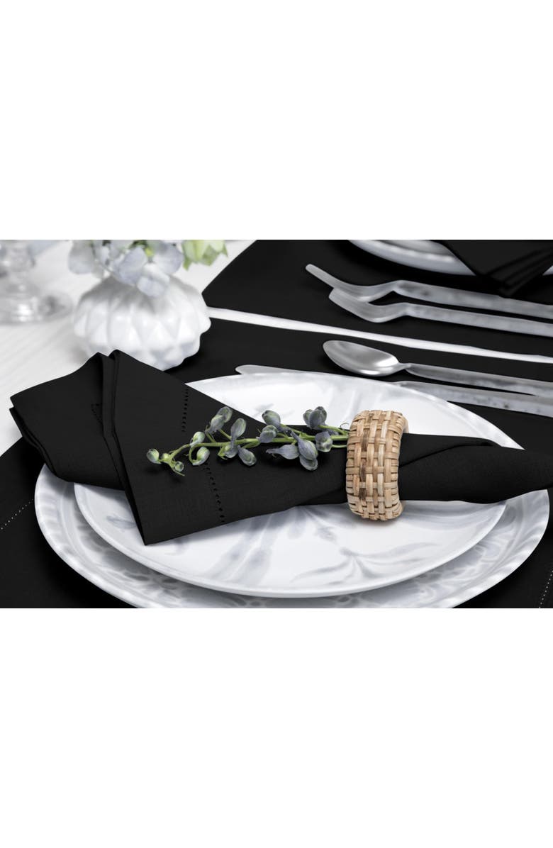 Solino Home Linen Dinner Napkins - Classic Hemstitch, Alternate, color, Black