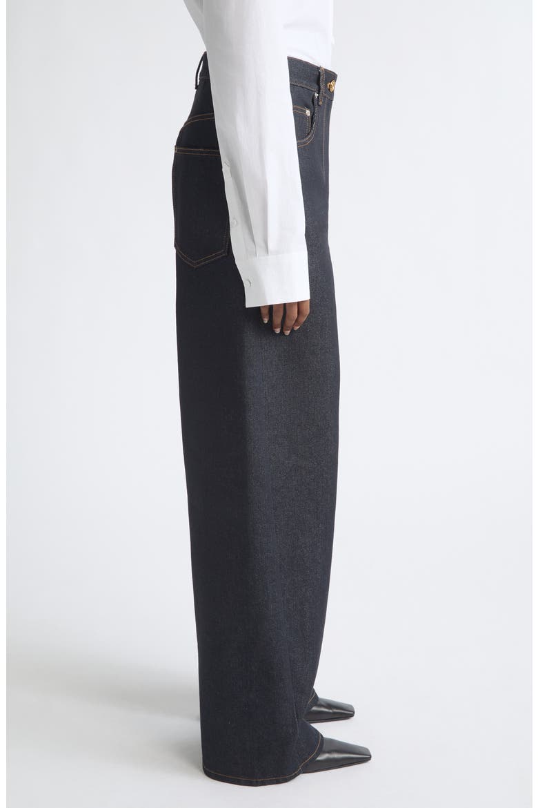 Curved Fit High Waist Jeans, Alternate, color, DARK NAVY