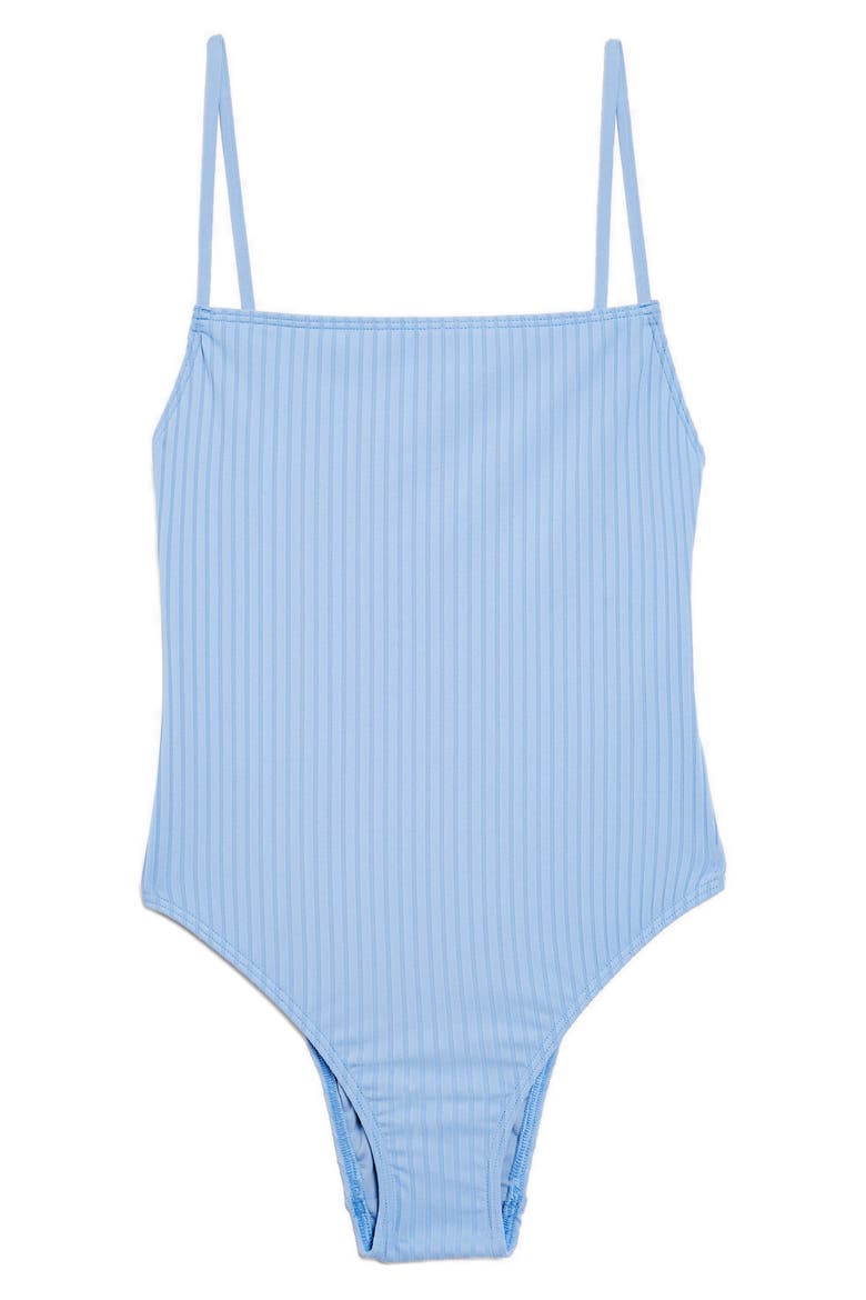 Straight Ribbed One-Piece Swimsuit, Alternate, color, BLUE