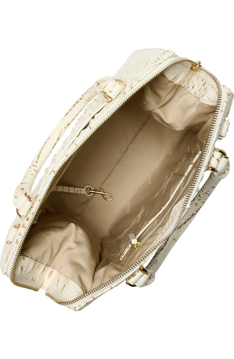 Brahmin Caroline Snowdrift Croc Embossed Leather Satchel, Alternate, color,