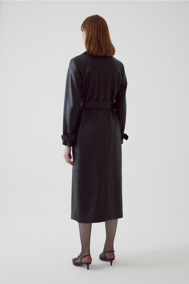 Alohi Leather Trenchcoat, Alternate, color, BLACK