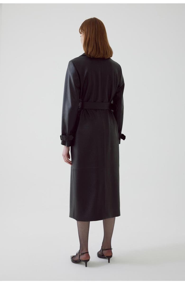 Exquise Alohi Leather Trenchcoat, Alternate, color, Black