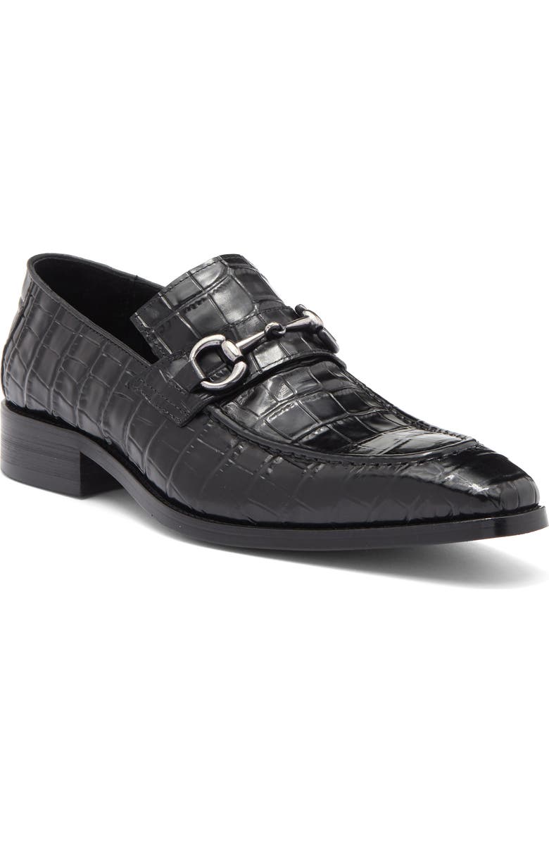 Maison Forte Magnus Croc Embossed Loafer, Main, color, Black