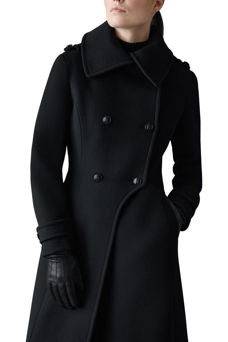 Elodie-R Double Breasted Wool Blend Coat, Alternate, color, BLACK