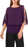 Chaus Split Sleeve Rhinestone Blouse