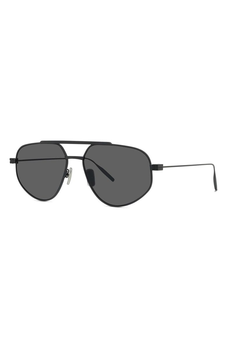 Givenchy GVSPEED 57mm Aviator Sunglasses, Alternate, color, Matte Black / Smoke Mirror