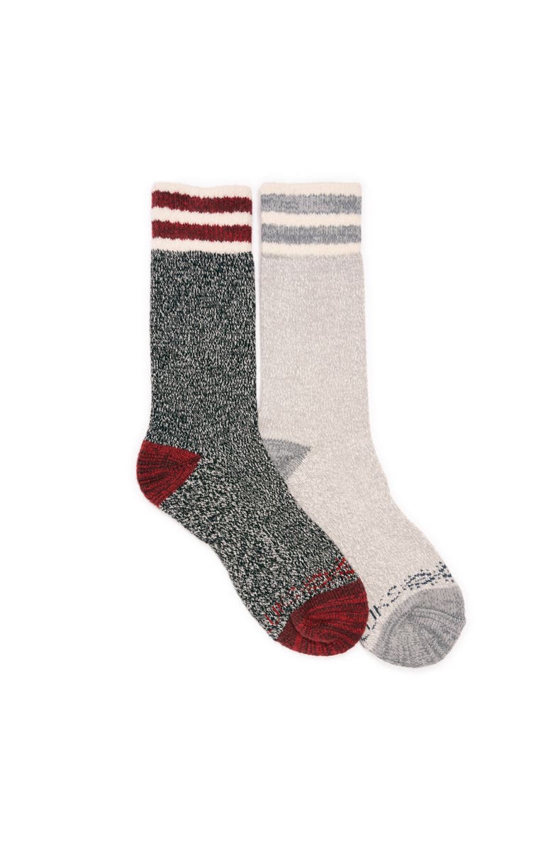 MUK LUKS Dream Step Cozy Crew Sock 2 Pair Pack, Main, color, Ebony/Grey