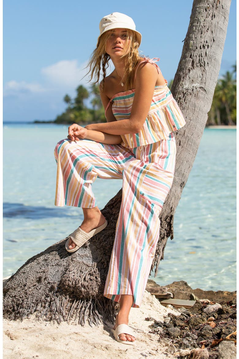 Stripe Cotton & Linen Blend Camisole, Alternate, color, SNOW WHITE ALOHA STRIPE