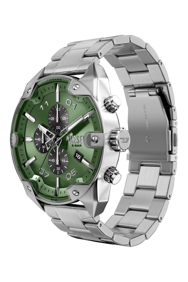 Spiked Chronograph Bracelet Watch, 49mm, Alternate, color, SILVER