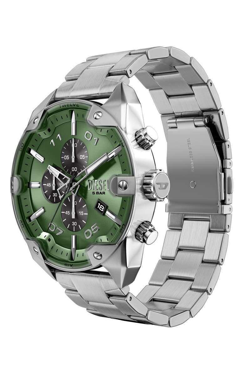DIESEL<sup>®</sup> Spiked Chronograph Bracelet Watch, 49mm, Alternate, color, Silver