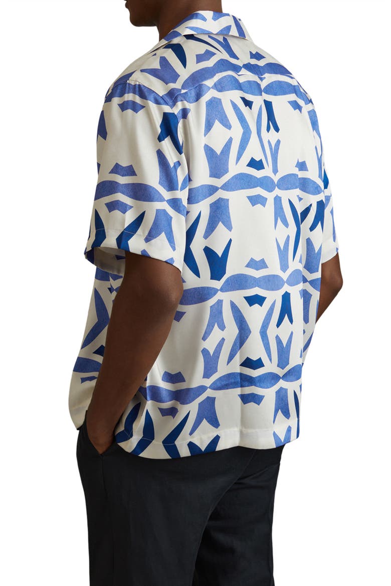 Purkiss Geo Print Camp Shirt, Alternate, color, WHITE/ BRIGHT BLUE