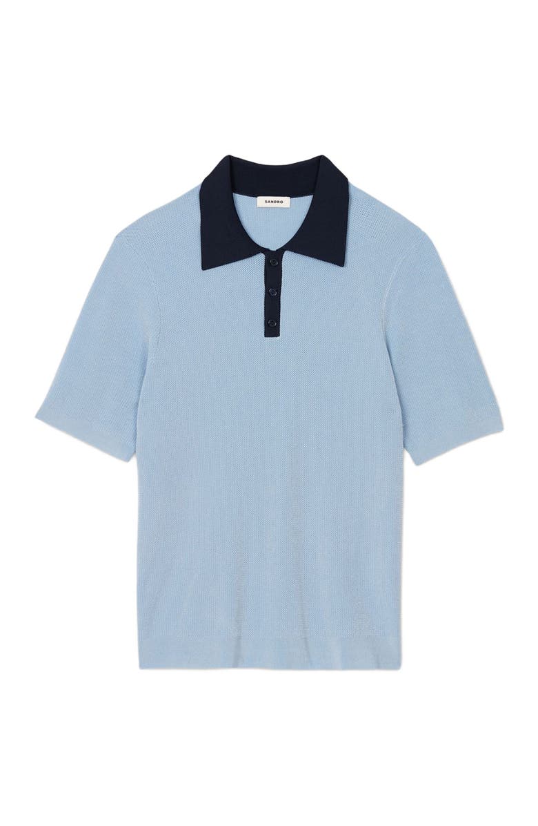 SANDRO Two-tone polo shirt, Alternate, color, Chambray