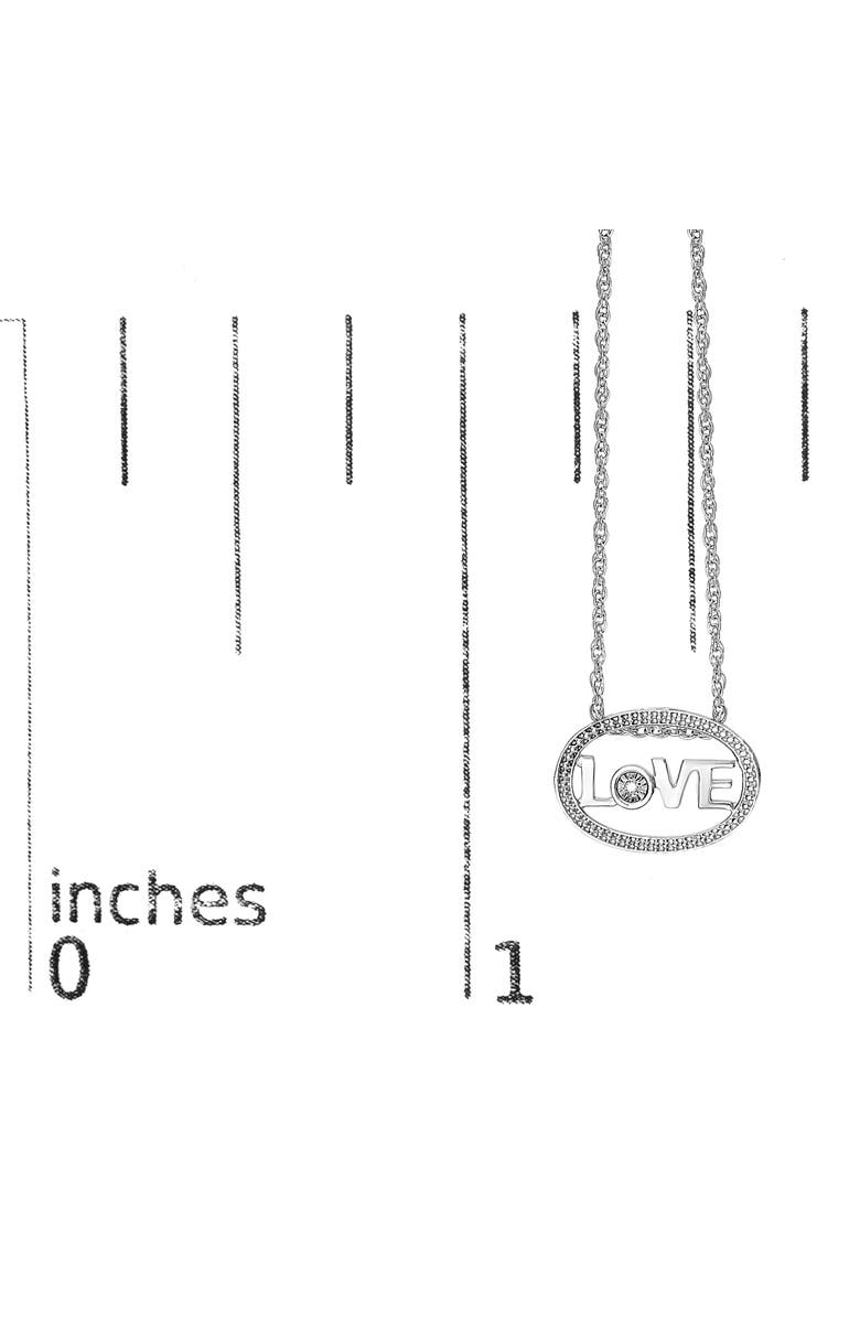 Haus of Brilliance Silver Diamond Accent "LOVE" Beaded Oval Pendant Necklace, Alternate, color, White