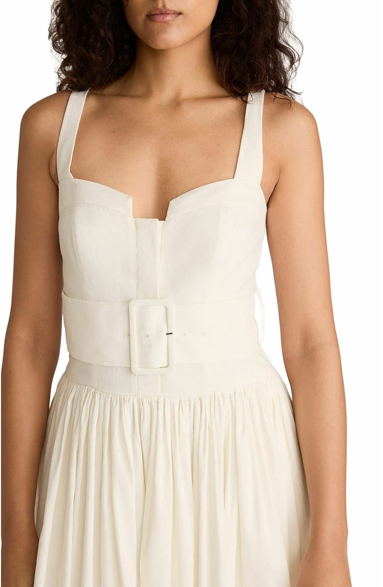 Rebecca Taylor Ottoman Belted Bustier Shirt Dress, Alternate, color, Off White