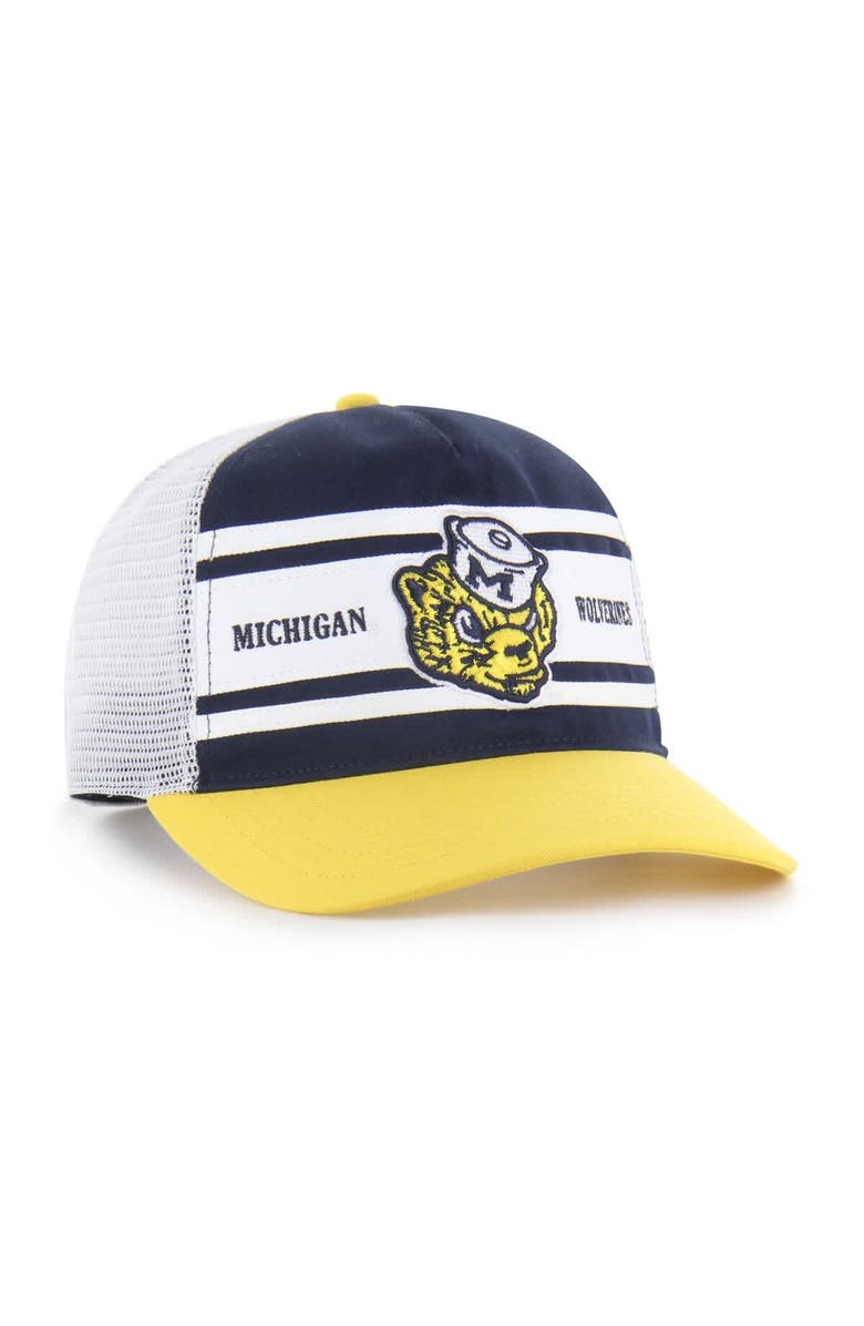 '47 Youth '47 Navy/Maize Michigan Wolverines Super Stripe Hitch Adjustable Trucker Hat, Alternate, color, Navy
