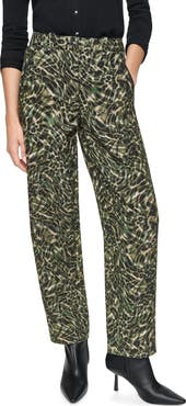DKNY Print Barrel Leg Sanded Twill Pants