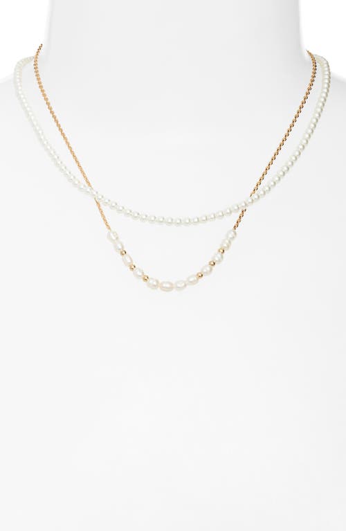 Nordstrom Set Of 2 Freshwater Pearl Necklaces In Gold