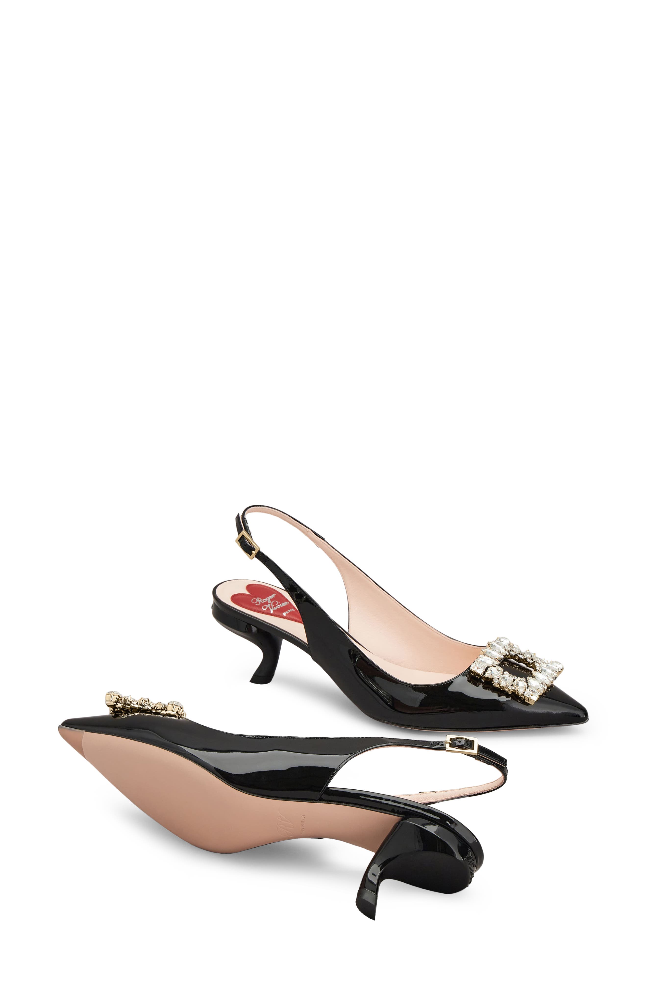 Roger Vivier Virgule Pointed Toe Slingback Pump, Alternate, color, Nero