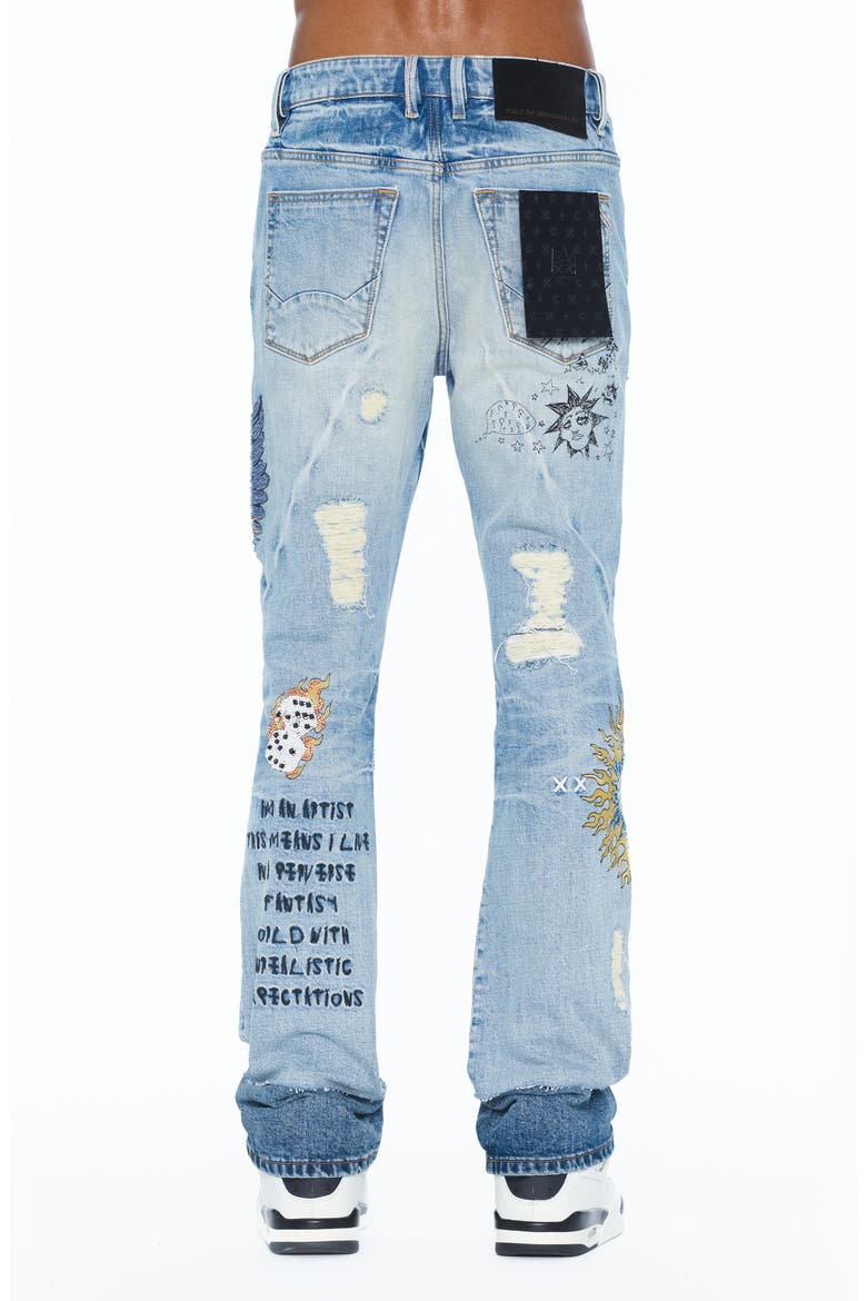 Lenny Graphic Distressed Bootcut Jeans, Alternate, color, CURE