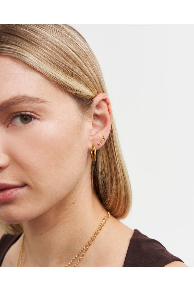Niva Mistletoe & Pearl Climber Earrings, Alternate, color, Gold