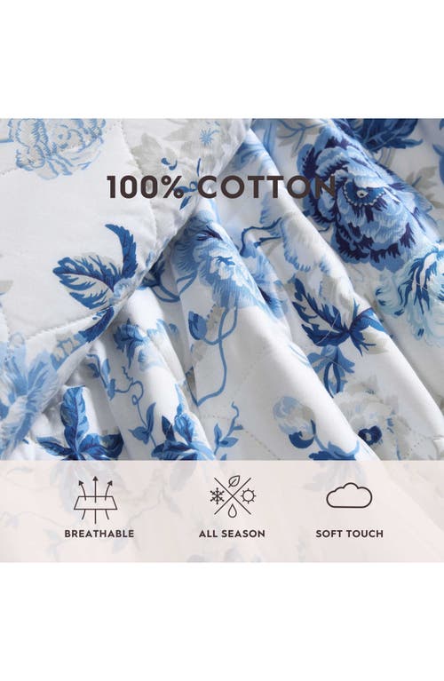 Laura Ashley 3-piece Comforter & Sham Quilt Set In Delft Blue