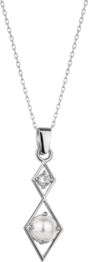 Spero London Sterling Silver Rhombus 3D Pearl Necklace