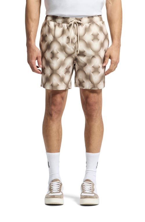 Psycho Bunny Paros Print Swim Trunks In Natural Linen