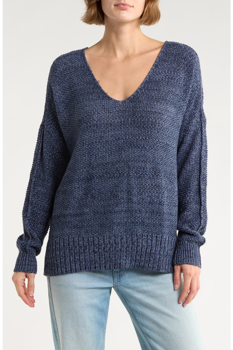 V-Neck Pullover Sweater, Main, color, FLINT STONE