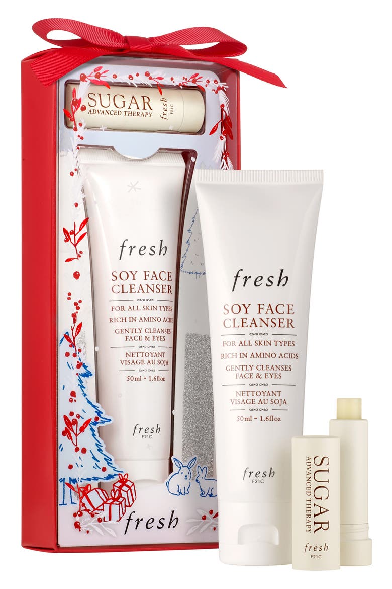 Travel Size Soy Face Cleanser & Sugar Lip Treatment Advanced Therapy Set, Main, color, NO COLOR