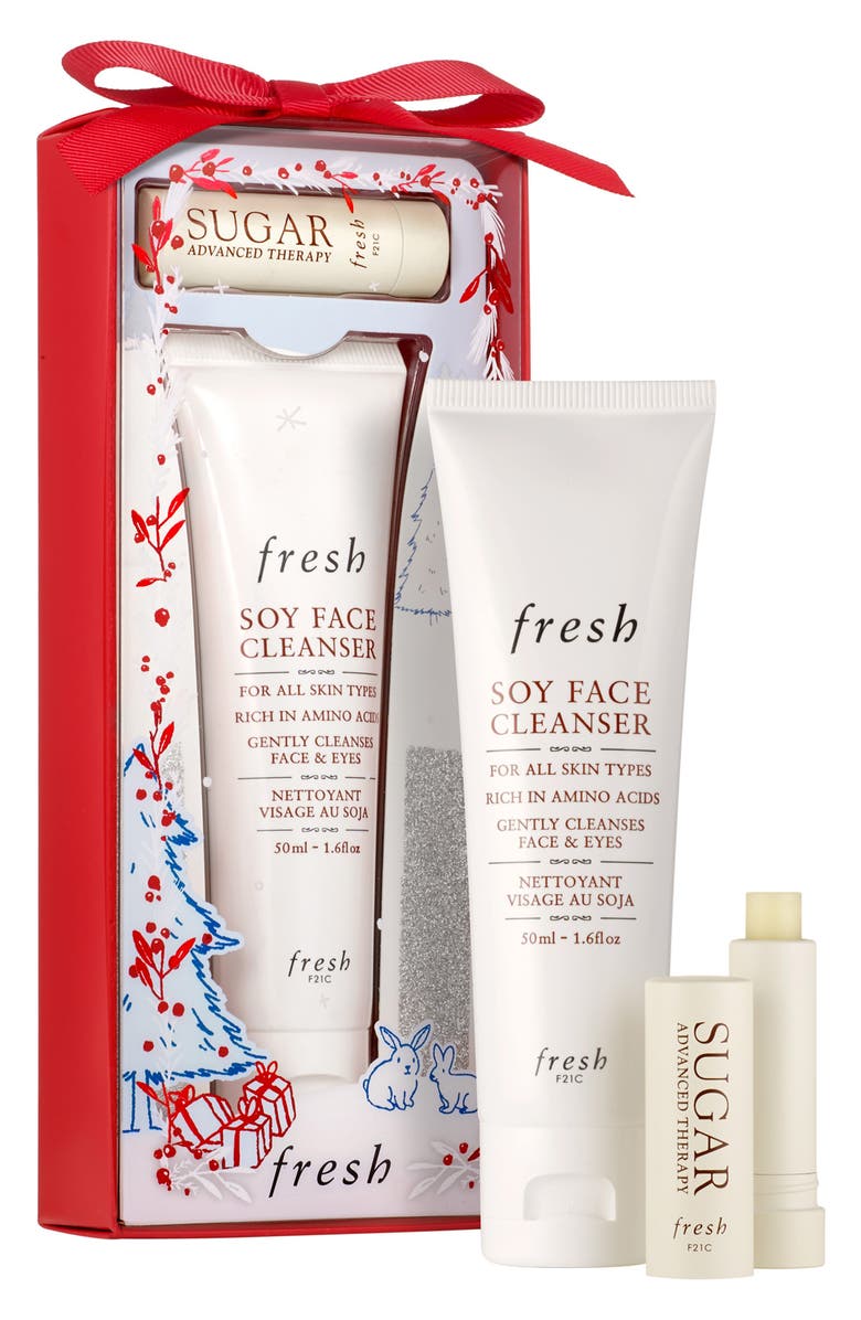 Fresh<sup>®</sup> Travel Size Soy Face Cleanser & Sugar Lip Treatment Advanced Therapy Set, Main, color,
