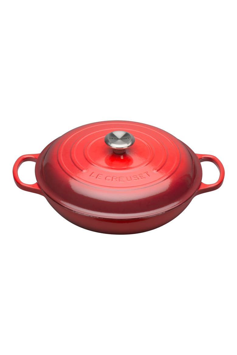 Signature 3.5-Quart Enameled Cast Iron Braiser, Alternate, color, CERISE