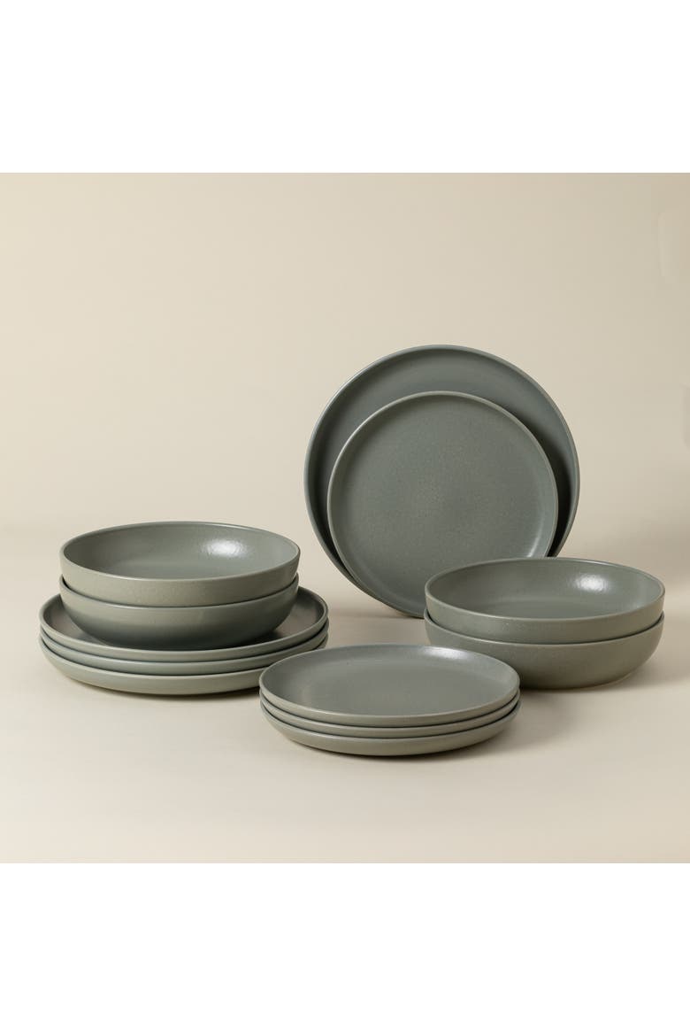 Pacifica 12-pc place setting w/ pasta bowl, Alternate, color, Artichoke