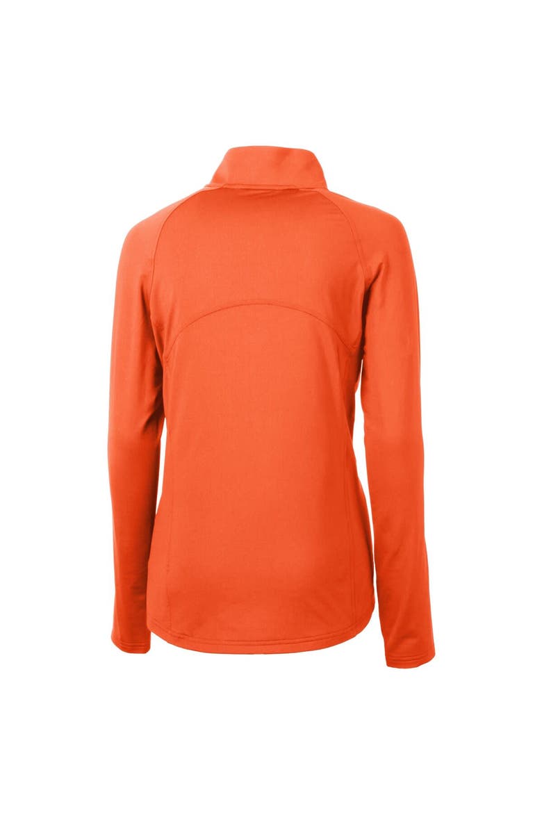 Women's Cutter & Buck  Orange Cincinnati Bengals Helmet Logo Adapt Eco Knit Stretch Recycled Half-Zip Pullover Top, Alternate, color, Orange